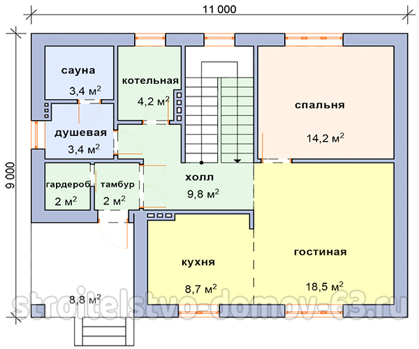  План коттеджа без гаража